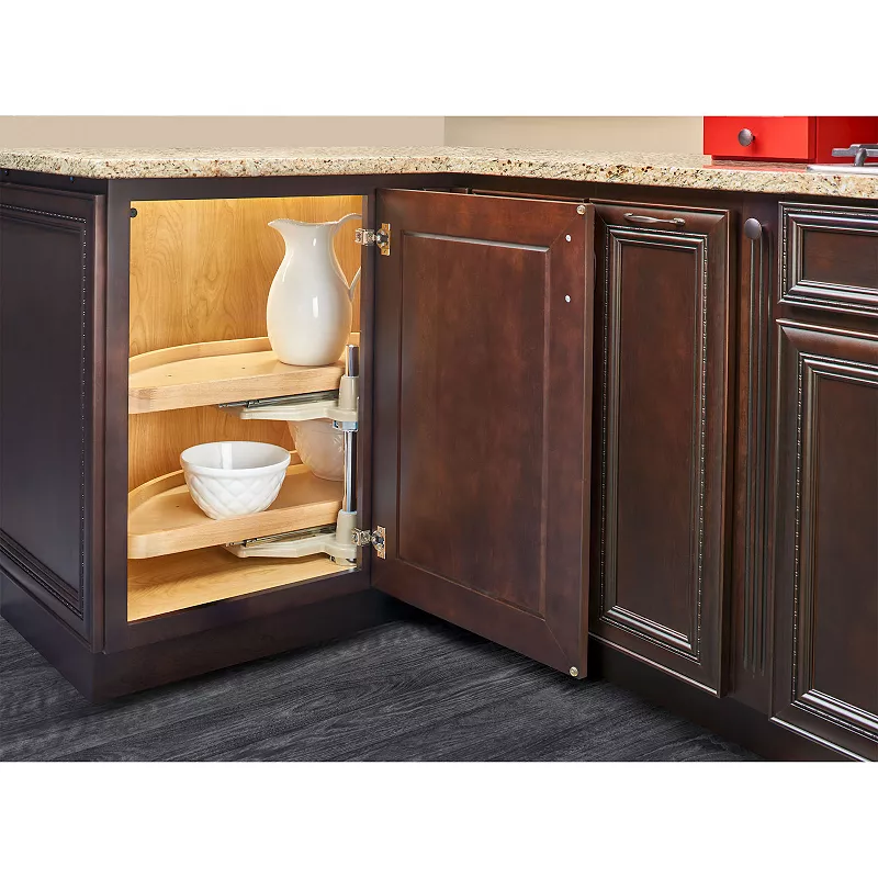 Rev-A-Shelf 4WLS882-38-570 38 In Wooden 2-Shelf Blind Corner Pull Out Organizer