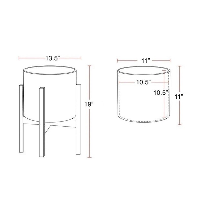 Liam Modern Ceramic Planter with Wood Legs