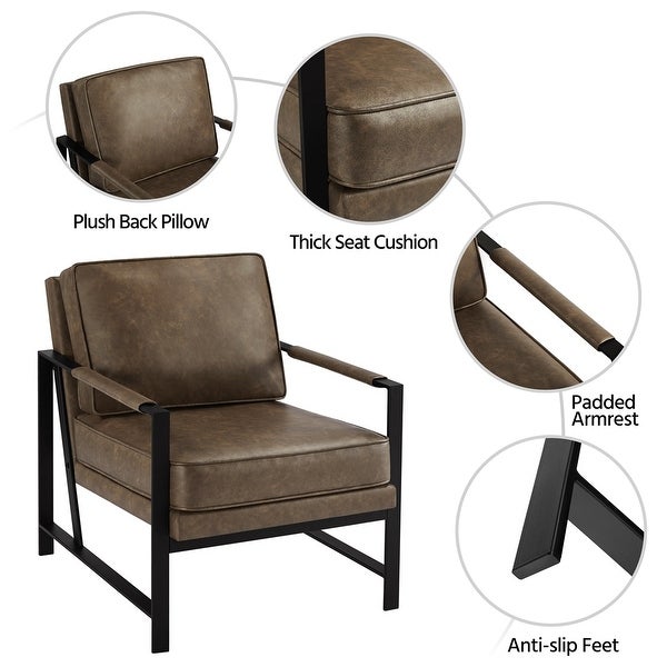 Yaheetech Accent Chair Retro Faux Leather Lounge Chair