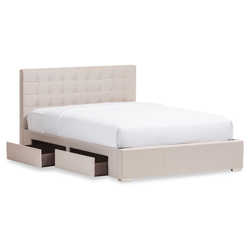 Baxton Studio Rene 4-Drawer Storage Queen Platform Bed