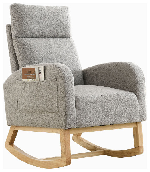 Accent High Backrest Lounge Arm Rocking Chair With Two Side Pocket   Transitional   Rocking Chairs   by Miron Demid LLC  Houzz