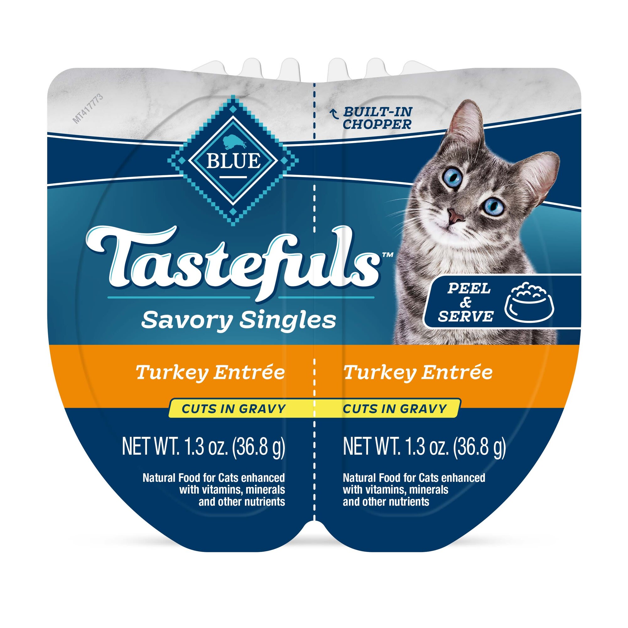 Blue Buffalo Blue Tastefuls Savory Singles Turkey Entree Adult Cuts in Gravy Wet Cat Food， 2.6 oz.， Case of 10