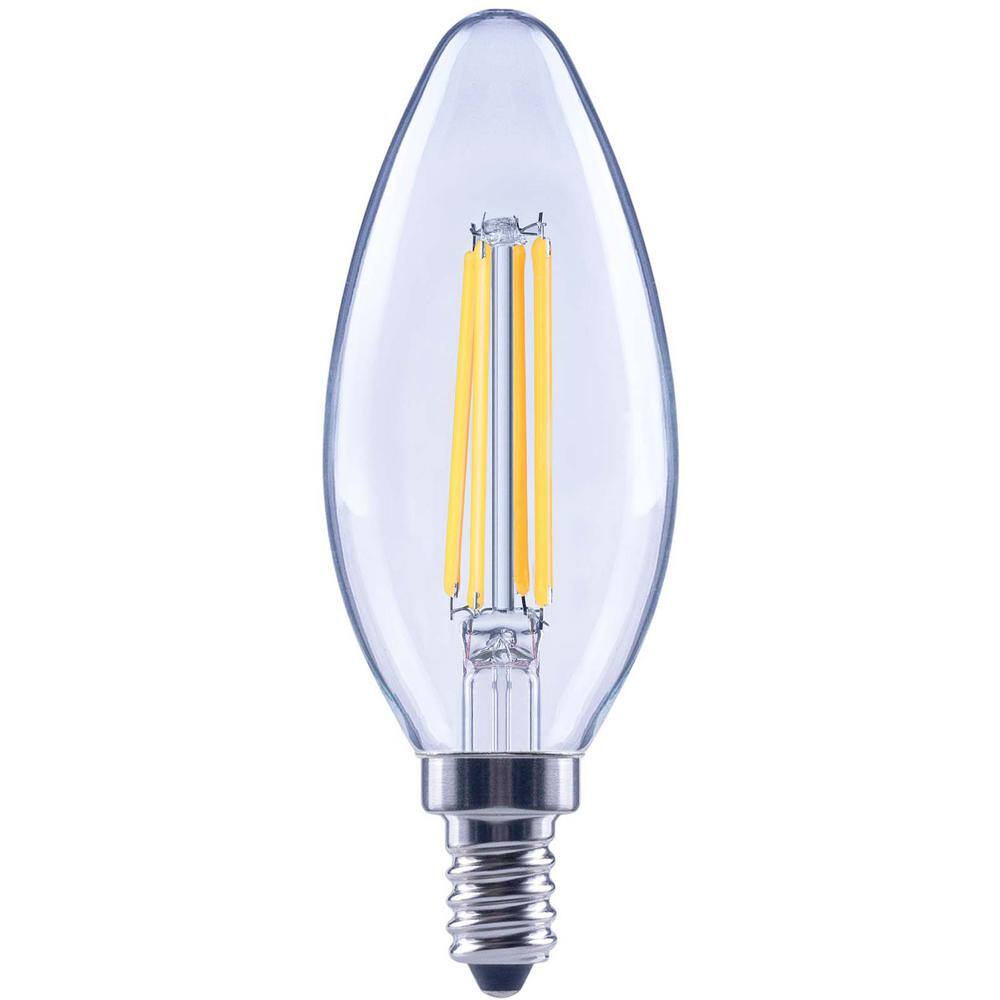 EcoSmart 100-Watt Equivalent B13 Blunt Tip Dimmable E12 Candelabra Clear Glass LED Vintage Edison Light Bulb Soft White (3-Pack) FG-04224