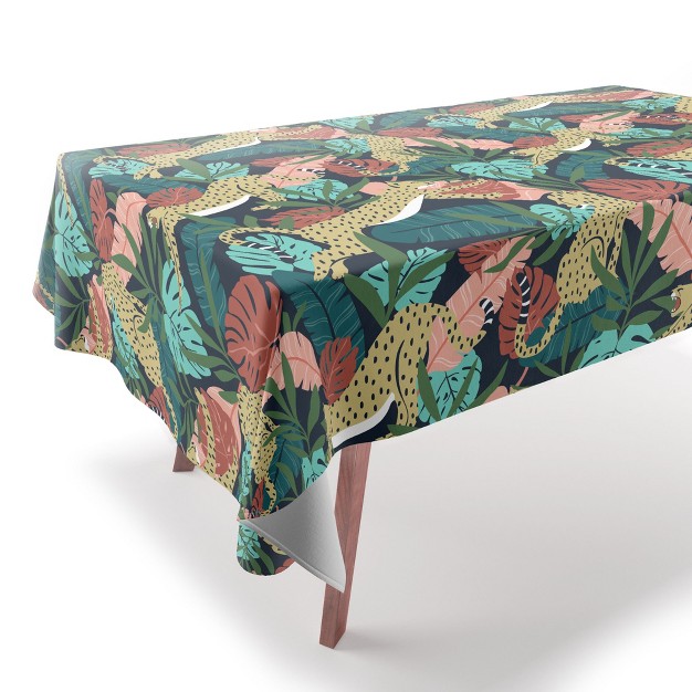 Heather Dutton Spotted Jungle Cheetahs Midnight Tablecloth Deny Designs