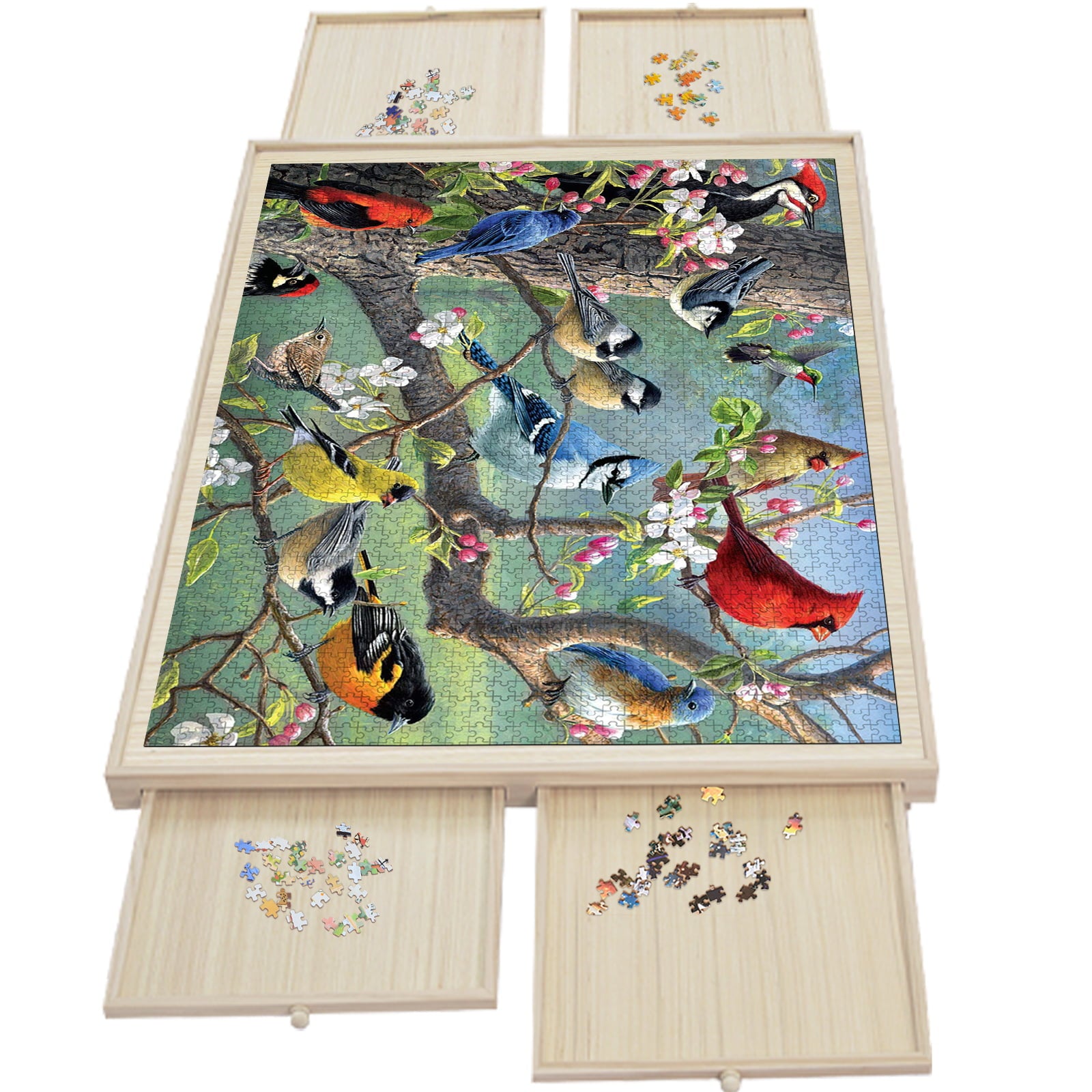 Puzzle Board， Wooden Puzzle Board，Puzzle Tables for Adults， Puzzle Boards and 4 Storage and Sorting Drawers， Jigsaw Puzzle Table， Puzzle Tray， Puzzle Table， Standard Size: 29