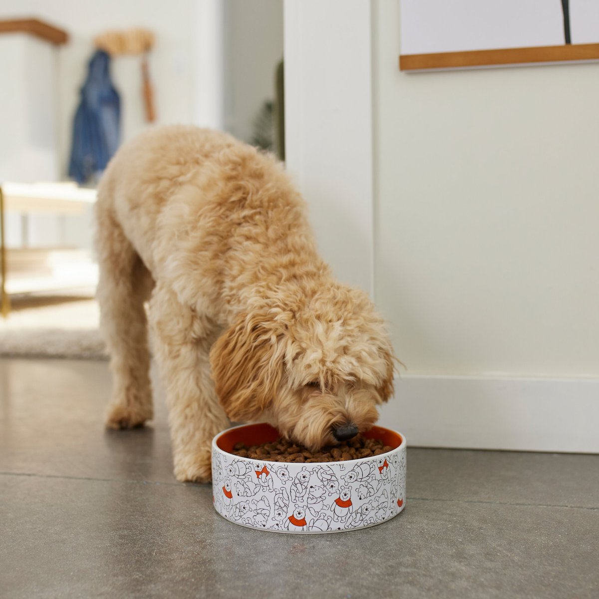 Disney Winnie the Pooh Orange No-Skid Ceramic Dog and Cat Bowl