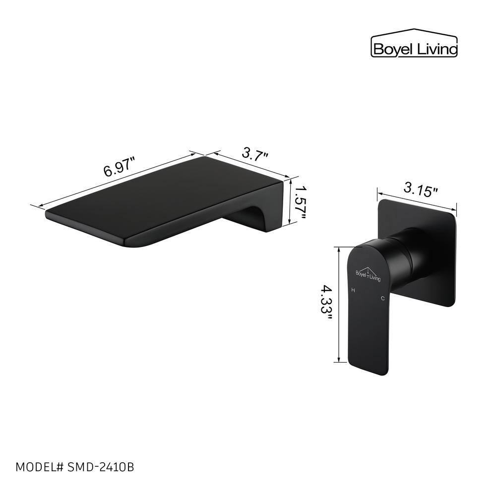 Boyel Living Single Handle Wall Mounted Faucet with Valve in Matte Black SMD-2410B