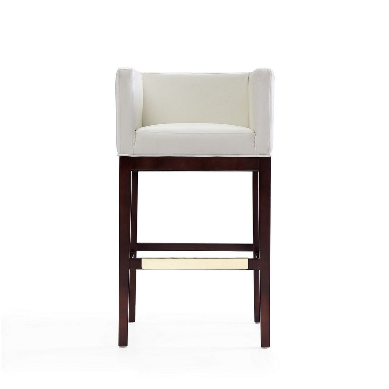 Kingsley 38 in. Ivory and Dark Walnut Beech Wood Barstool