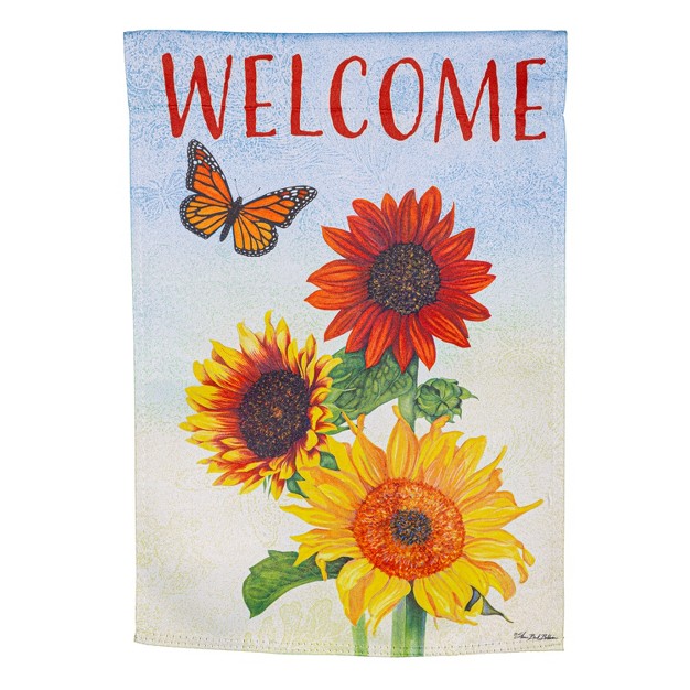 Sunflower Trio Suede Garden Flag