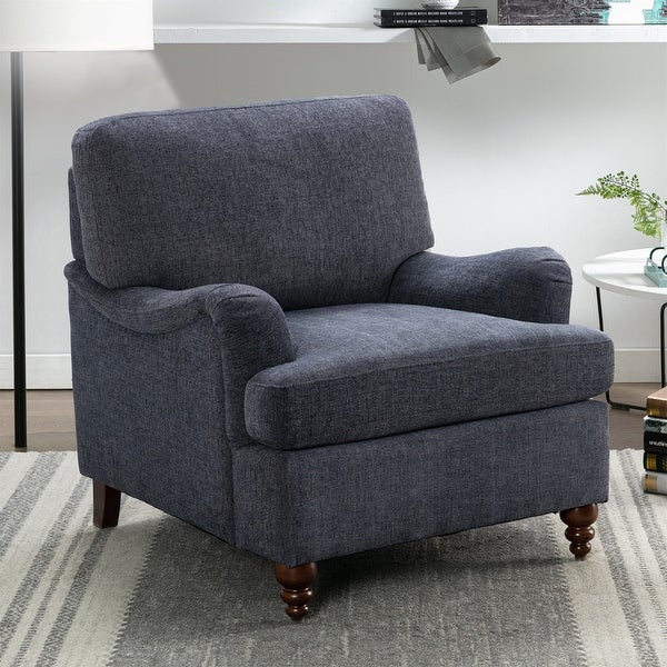 Upholstered Armchair Accent Chair with Solid Wood Legs - 35