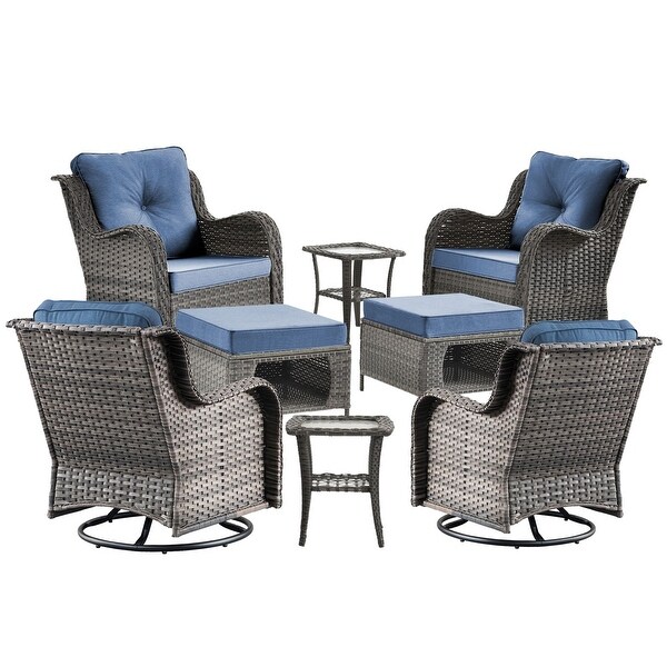 9 Piece Outdoor Patio Furniture SetOutdoor Swivel Rocker Chair Set