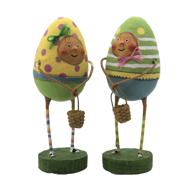 Lori Mitchell Eggland x27 s Best Duo One Figurine 5 75 Inches Easter Crazy Socks Baskets 80059 Polyresin Multicolored