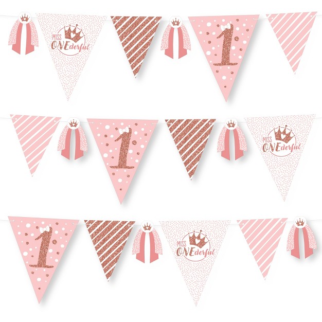 Big Dot Of Happiness 1st Birthday Little Miss Onederful Diy Girl First Birthday Party Pennant Garland Decoration Triangle Banner 30 Pieces