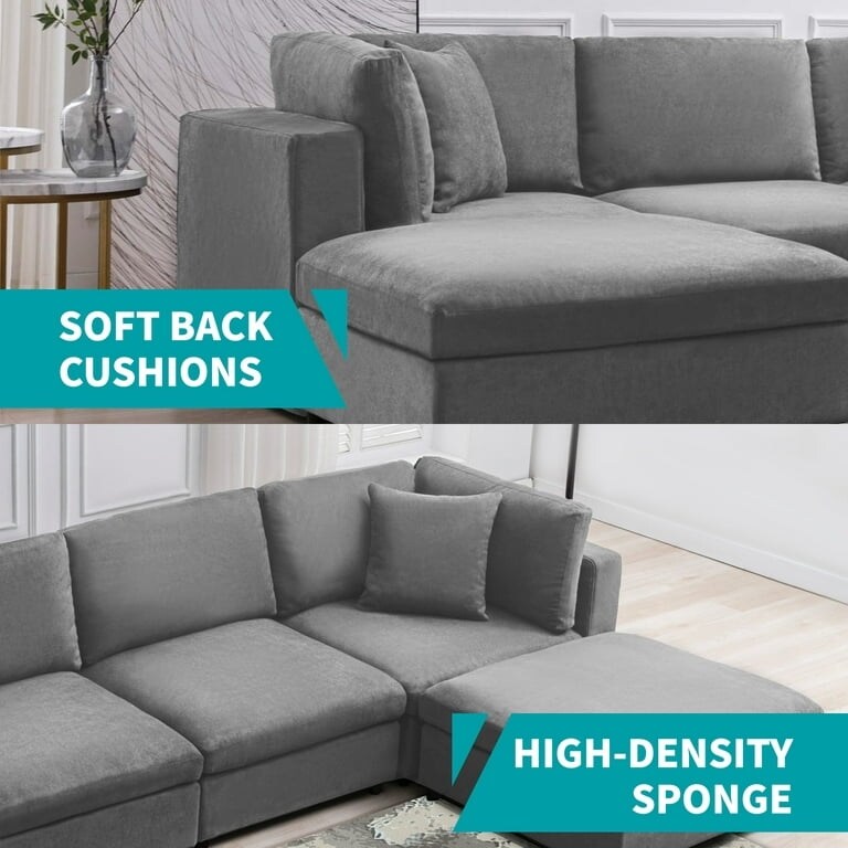 Mixoy Modern Convertible Sectional Sofa L/U Shaped Corner Sleeper Sofa Couch Modular Sectional Couches