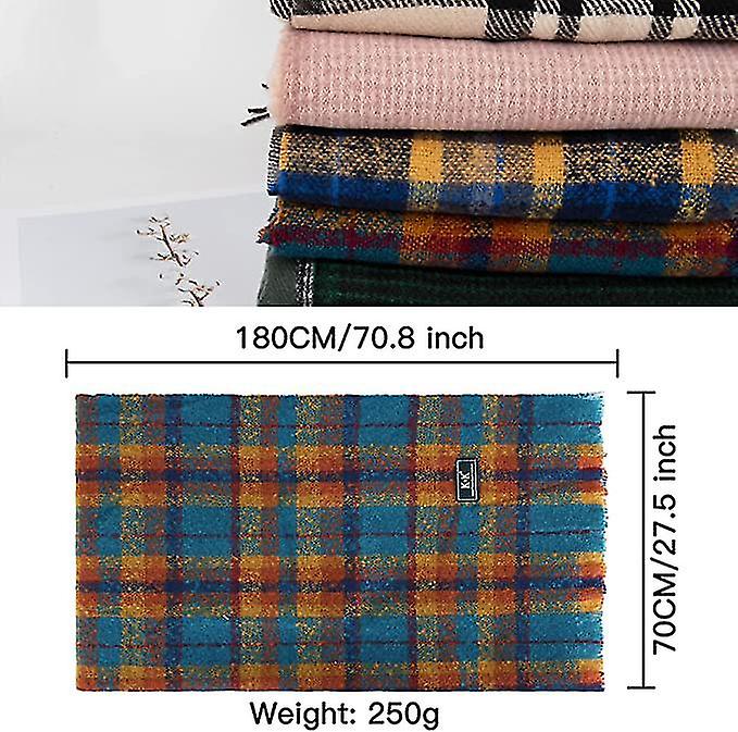 Women Tartan Scarf Winter Long Plaid Scarves Warm Check Wraps Pashmina Wool Shawls Blanket For Ladies Spinning Tassel Oversized Stole1pcsorange