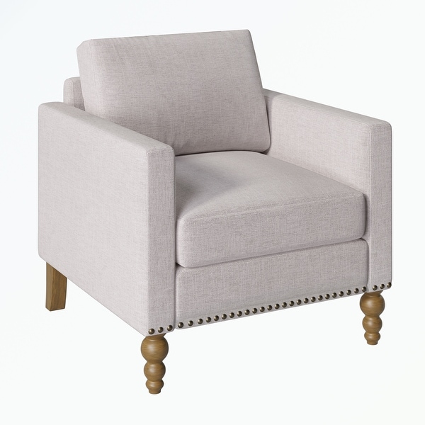 Linen Armchair Accent Chair with Wooden Legs