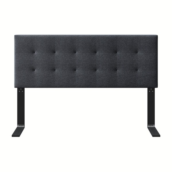 Boyd Sleep Any-Bed Upholstered Adjustable Wall Panel Bed Headboard， QN Black Leather - - 34650089