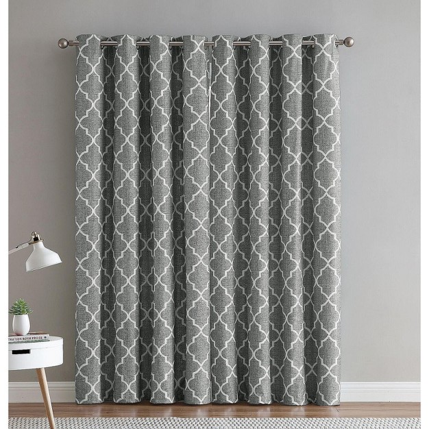 Kate Aurora 2 Piece 100 Full Blackout Trellis Grommet Top Window Curtain Panels