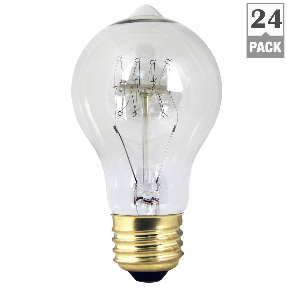 Feit Electric 40-Watt A19 Dimmable Incandescent Amber Glass Vintage Edison Light Bulb with Tungsten Filament Soft White (24-Pack) 40AT1924