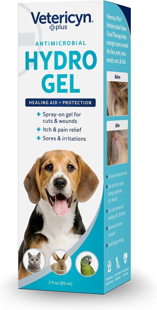 Vetericyn Plus Antimicrobial Hydrogel Healing Aid Spray for Dogs， Cats， Horses， Birds， and Small Pets