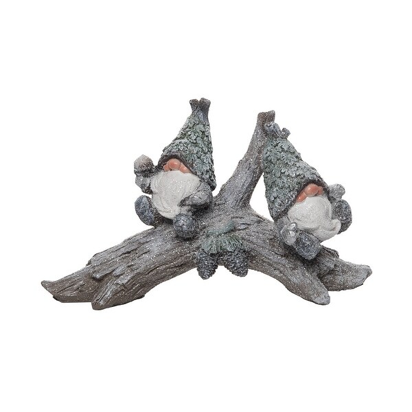 Transpac Resin 8 in. Gray Christmas Leafy Gnome Decor