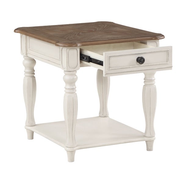 ACME Florian End Table in Oak and Antique White