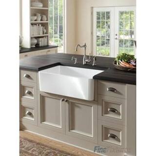 FINE FIXTURES Sutton White Fireclay 24 in. Single Bowl Farmhouse Apron Kitchen Sink FC2418SU