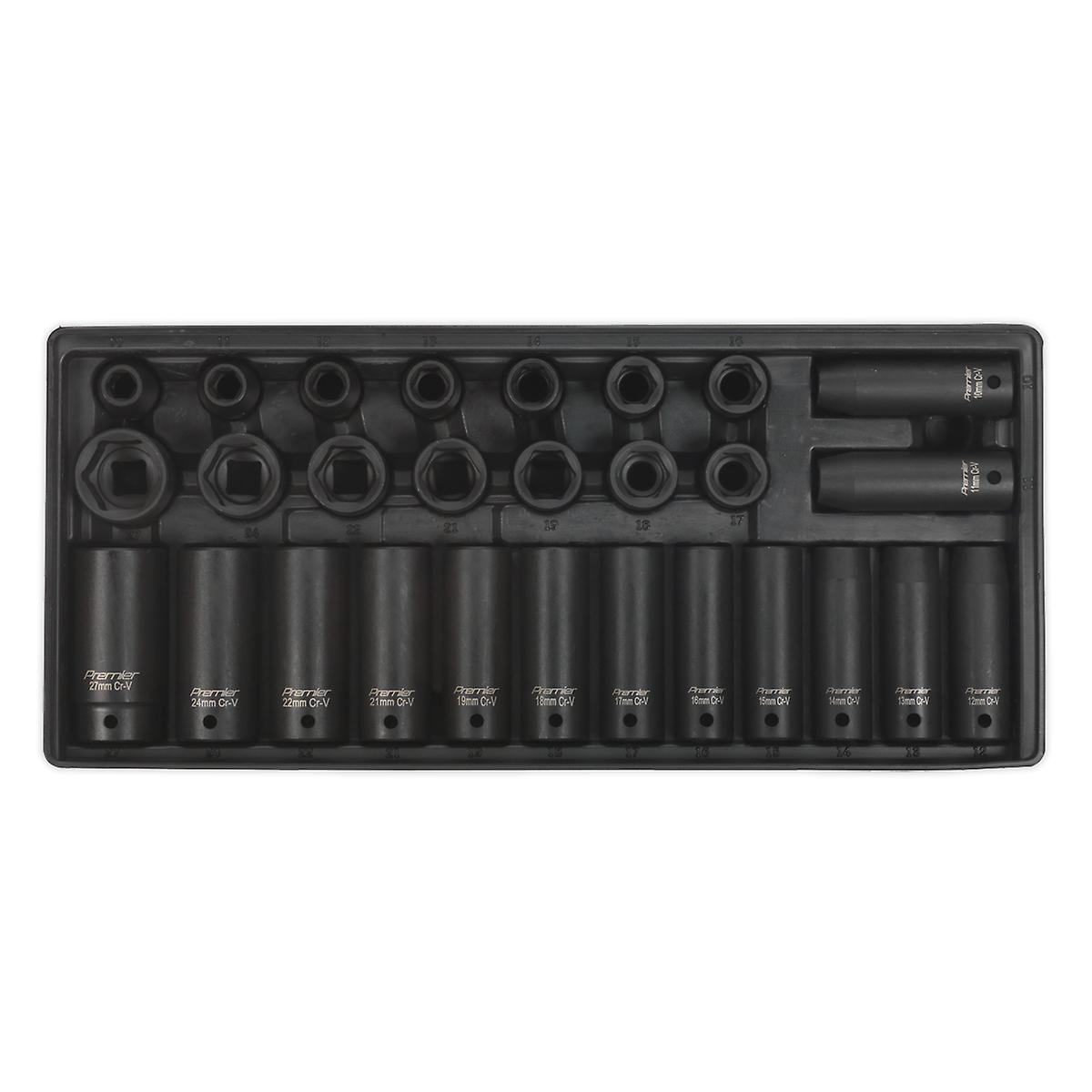 Sealey Tbt24 Tool Tray With Impact Socket Set 28Pc 1/2Sq Drive - Metric