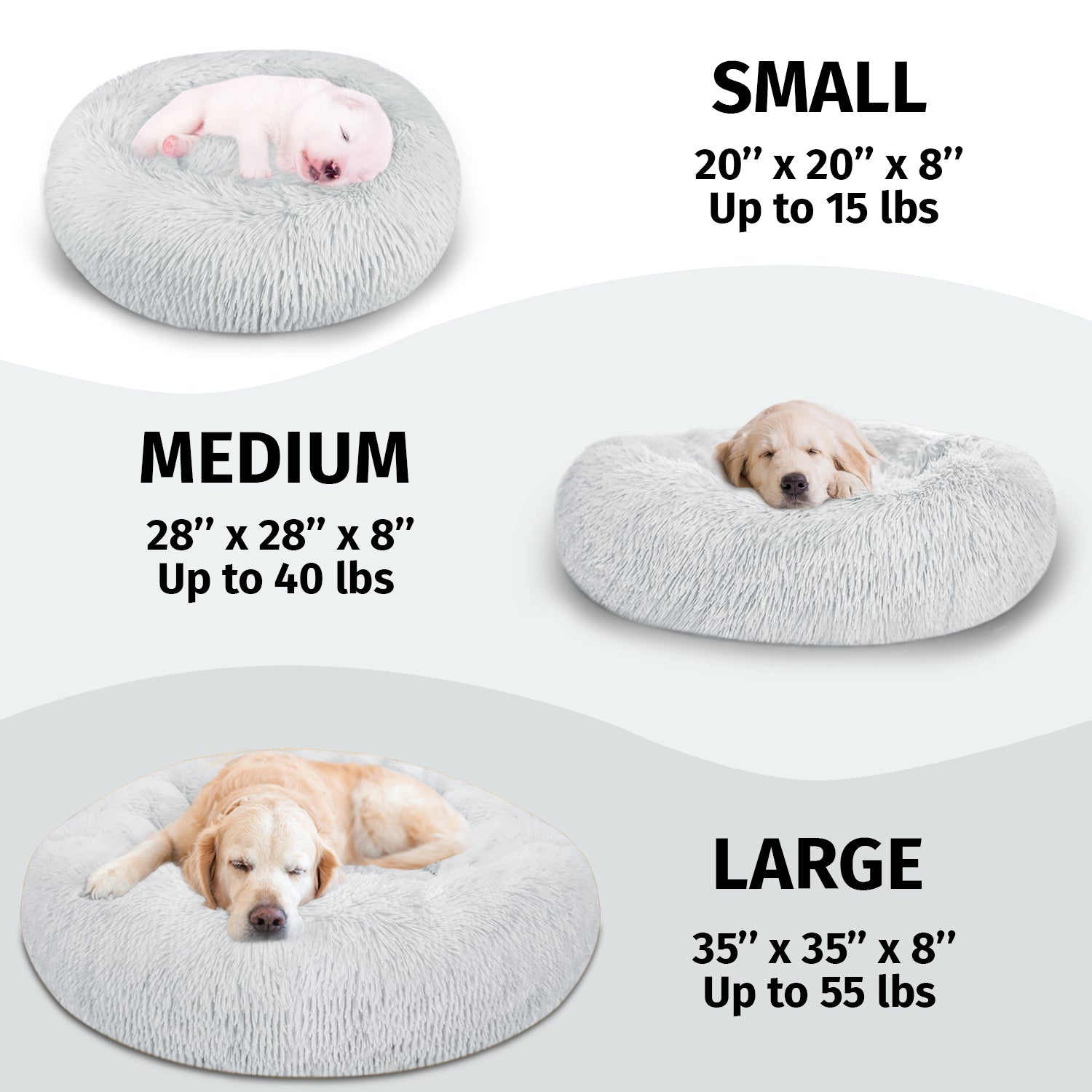 PETORO Dog Bed, Cat Bed, Pet Bed, Anti-Anxiety Machine Washable Donut Bed, Grey, Large