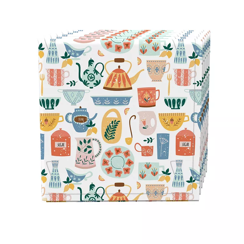 Napkin Set， 100% Polyester， Set of 4， 18x18， Morning Coffee