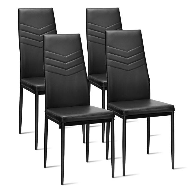 Set of 4 PVC Dining Side Metal Frame Chairs   16\