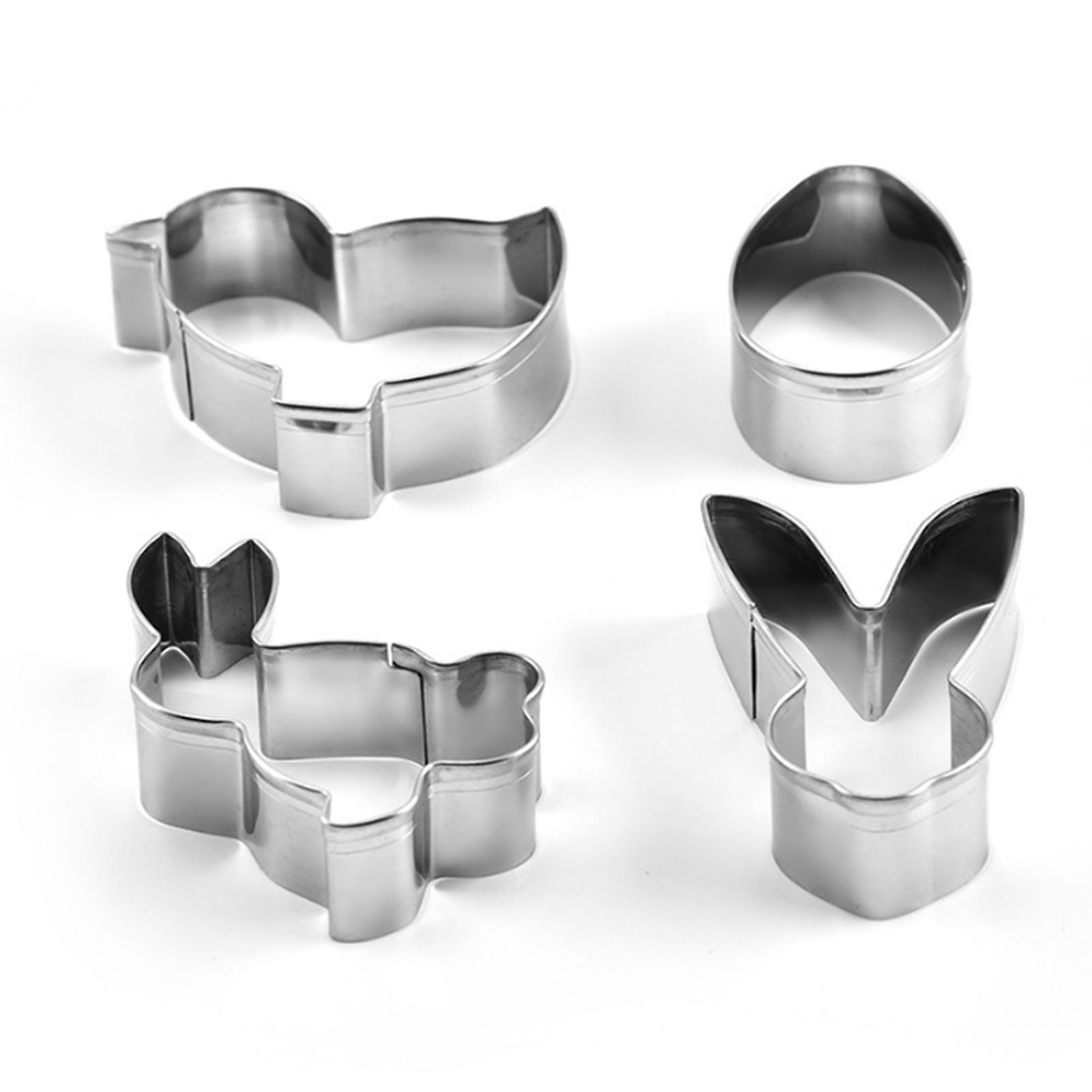 4pcs Stainless Steel Mini Animal Cake Molds Biscuits Mousse Pudding Small Cake Baking Mold Kitchen Tool