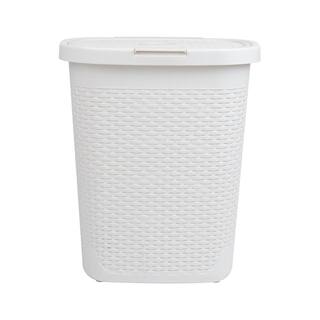 Mind Reader Basket Collection Slim Laundry Hamper 50 Liter (15kg33lbs) Capacity Attached Hinged Lid White 50HAMP-WHT