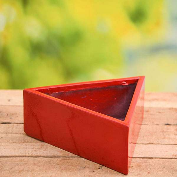 11 inch (28 cm) SML-007 Triangle Fiberglass Planter (Red)