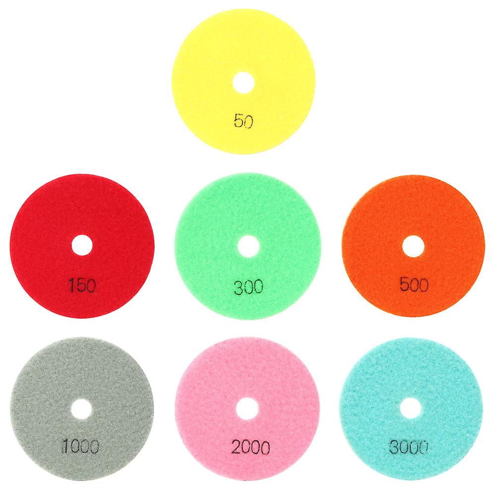 7Pcs Marble Resin Polishing Pad Soft Grinding Disc for Stone Ceramics Glass 100mm Diameter