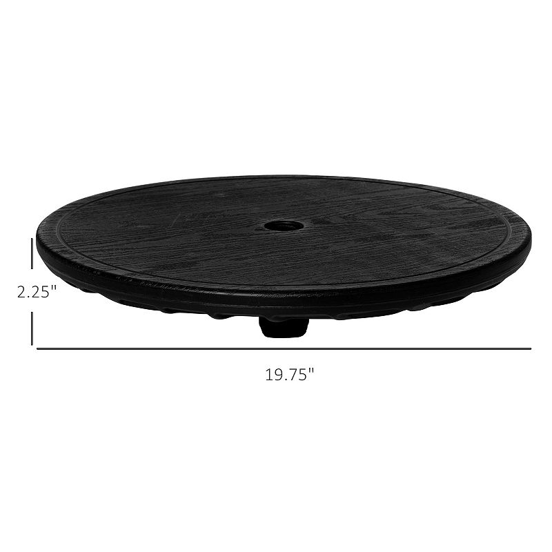 Outsunny 20 Umbrella Table Tray Portable Round Table Top for Beach， Patio， Garden， Swimming Pool， Deck， Black