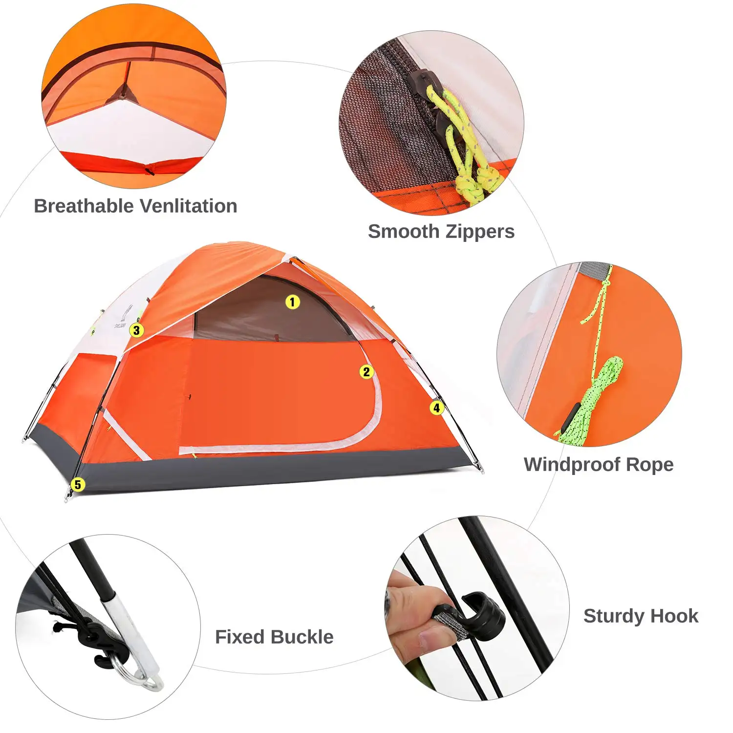 Outdoor Hiking Easy Setup Portable Water Resistant Dome 3/4 Person Pop Up Lightweight Camping Tent with Carry Bag