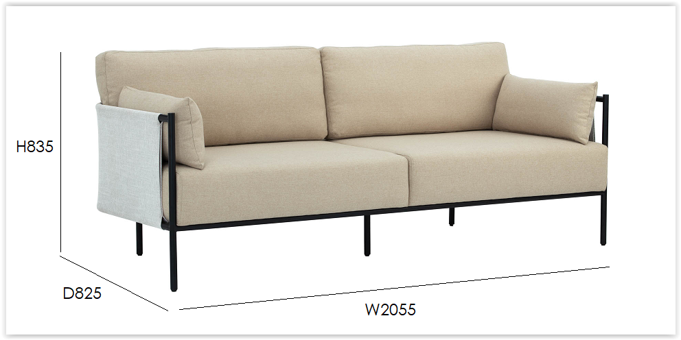 TREDIA 3 Seater Sofa - Tortilla/ White Grey Colour