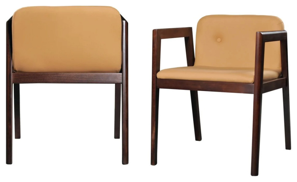 Rosie Modern Camel Eco Leather Dining Chair  Set of 2   Midcentury   Dining Chairs   by Rustic Home Furniture Deco  Houzz