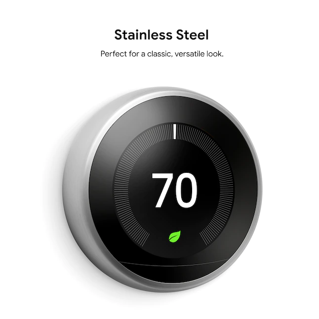 Google Nest Learning Smart Thermostat with WiFi Compatibility (3rd Generation) - Stainless Steel