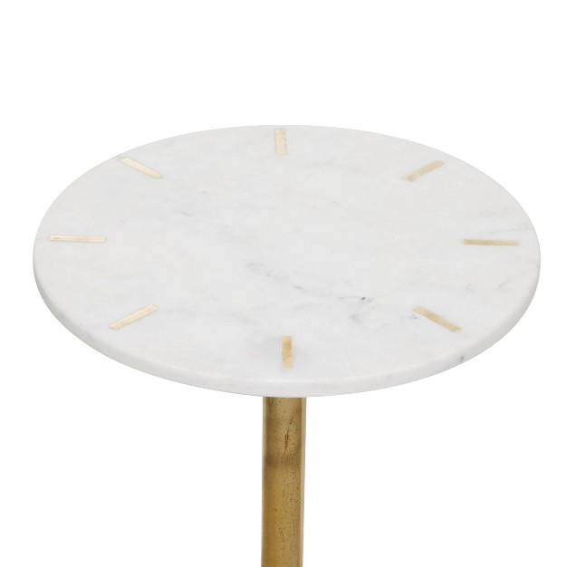 Contemporary Marble Pedestal Accent Table Brass Olivia amp May