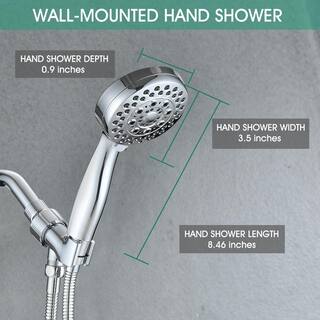 Aurora Decor ACAD 5-Spray Patterns 1.8 GPM 3.5 in. Wall Mounted Handheld Shower Head with Hose in Chrome FAMSH2B5B002CH