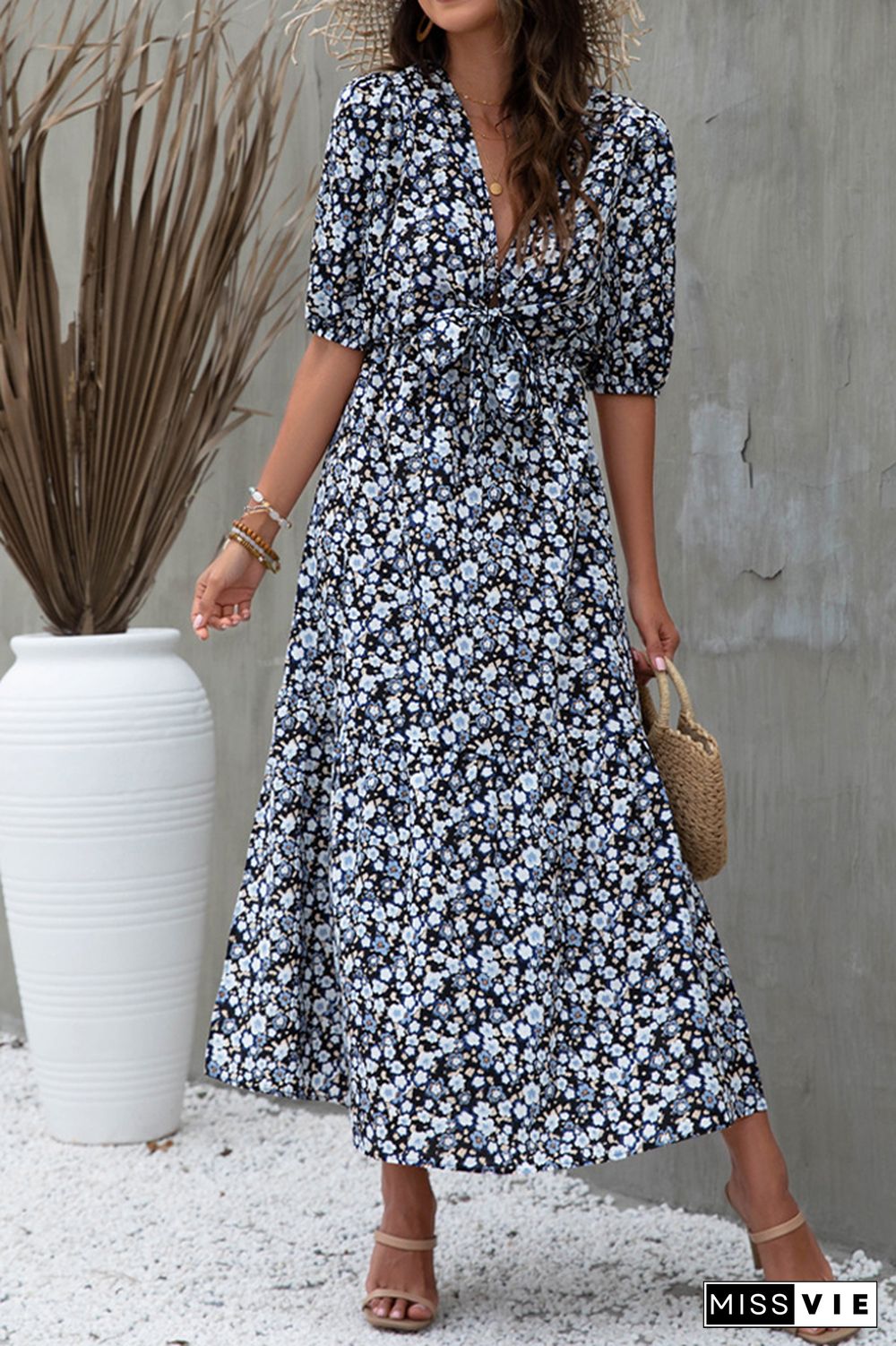 Floral Print Loose Long Dress Wholesale