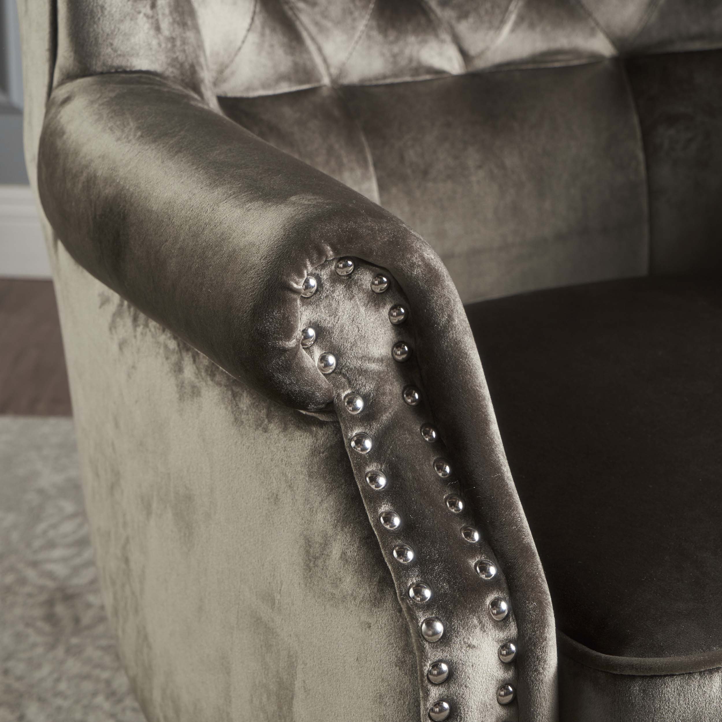 Tomlin Modern Glam Velvet Club Chair with Nailhead Trim