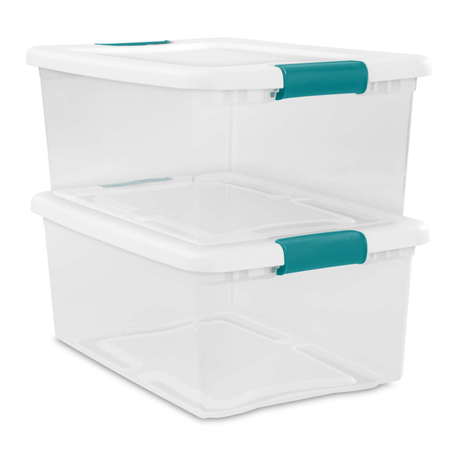 Sterilite 15 qt Clear/White Latch Storage Box 6-3/4 in. H X 16-1/4 in. W X 11-1/4 in. D Stackable