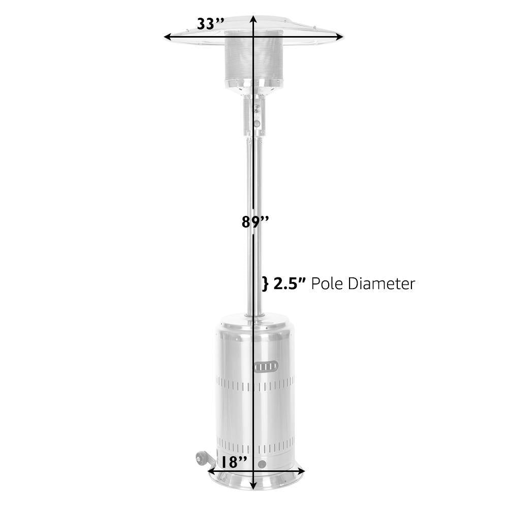 Fire Sense Performance Series 46,000 BTU Steel Onyx and Stainless Steel Patio Heater 63716