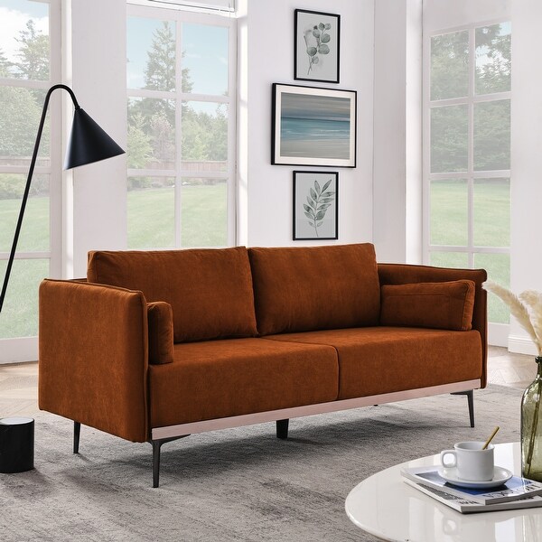 Modern Sofa 3Seat Couch with Stainless Steel Trim