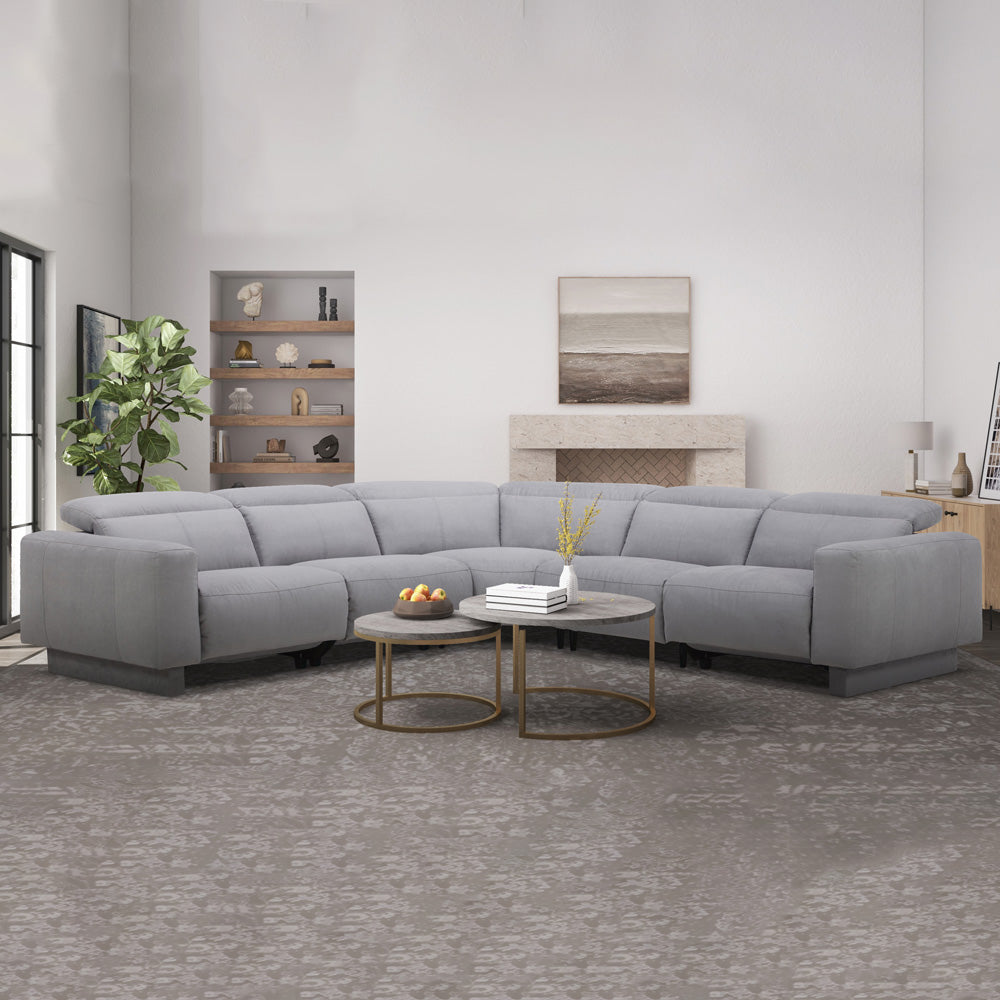 Denim Grey 5 Piece Power Reclining Sectional