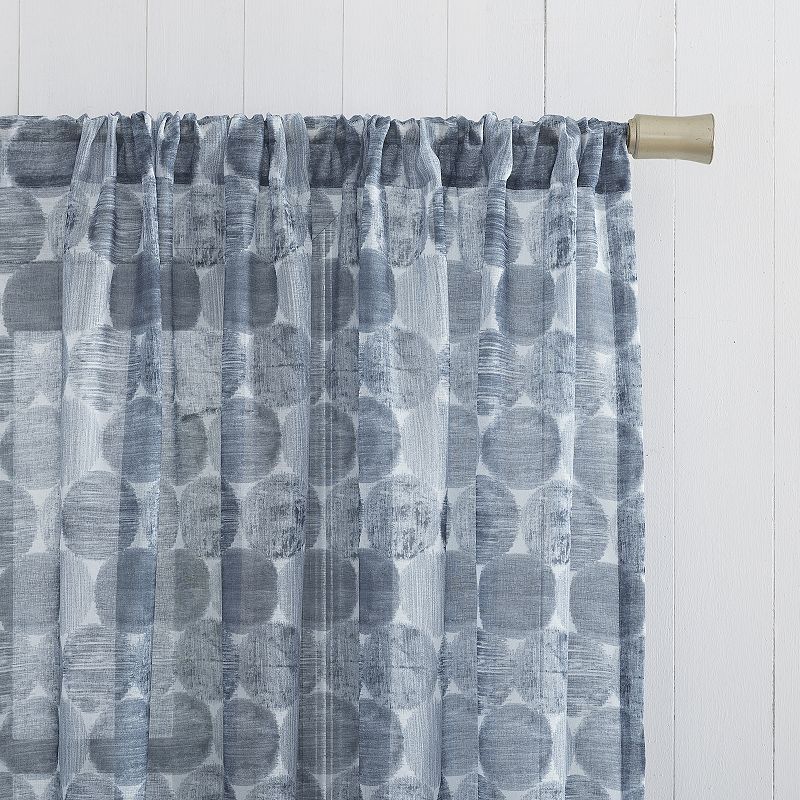 No. 918 Tokai Geometric Print Sheer Rod Pocket Window Curtain Panel