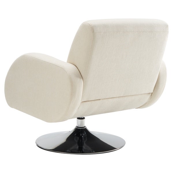 Modern Linen Swivel Accent Lounge Chair with Round Metal Base